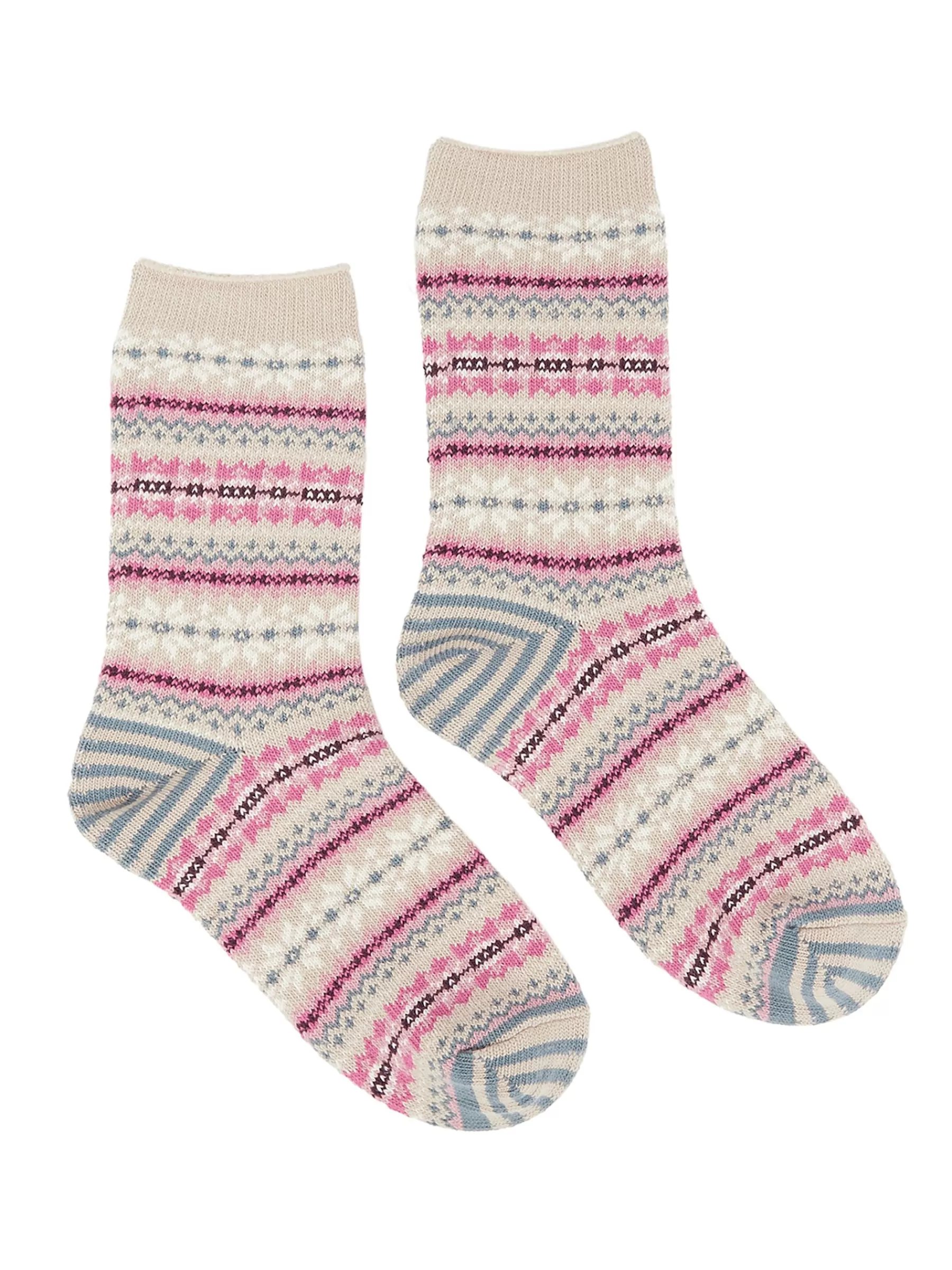 Joules Women's Lucille Fairisle Pattern Socks Oatmeal Discount