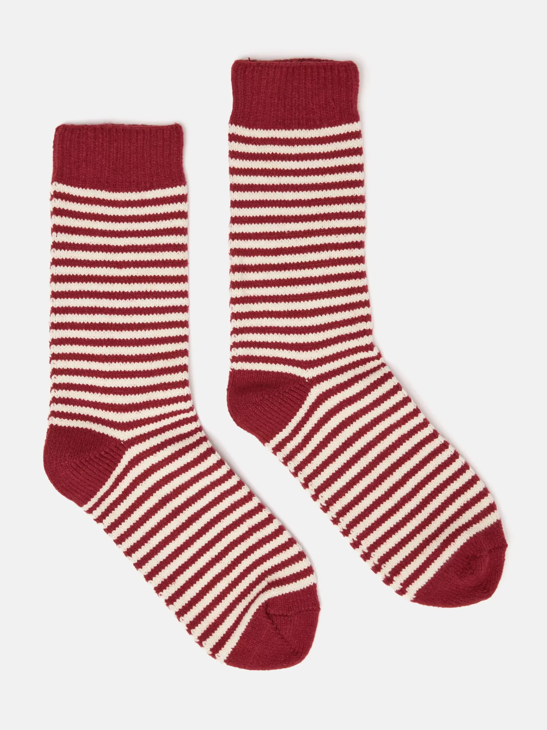 Joules Women's Toasty Cosy Striped Socks (size 4-8) Burgundy Flash Sale