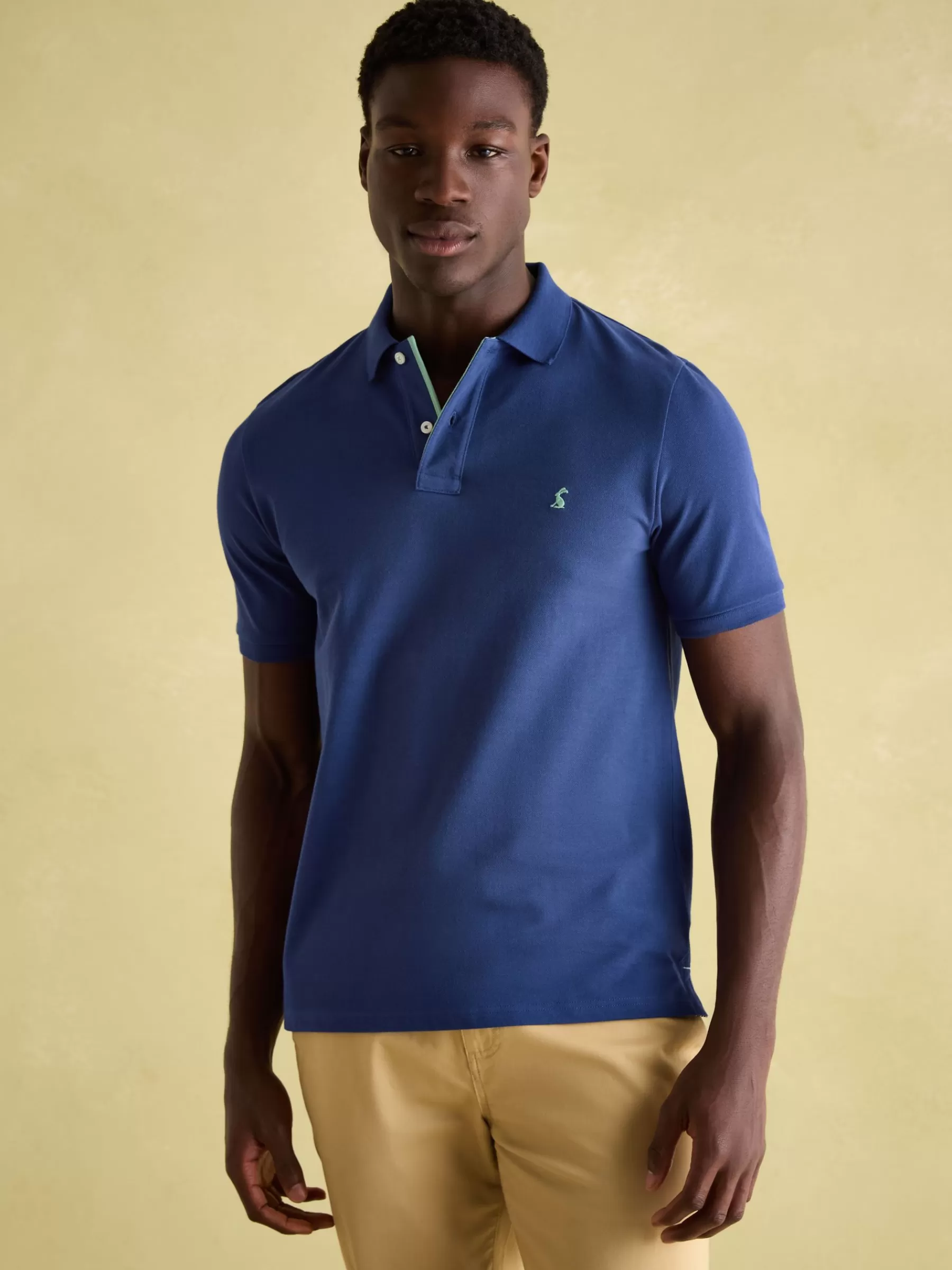 Joules Woody Regular Fit Cotton Pique Polo Shirt Blue Cheap